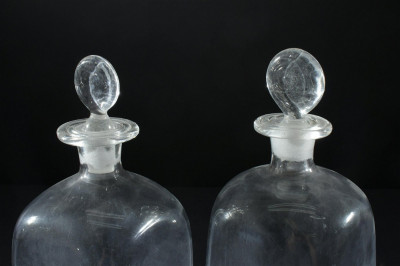 Pair Early American Square Decanters