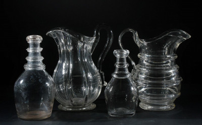 Image for Lot Early American Glass 2- Pitchers & 2-Decanters