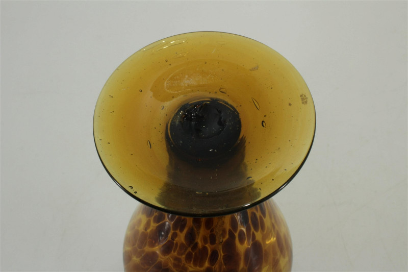 Brown Striped Blown Glass Bottle Vase