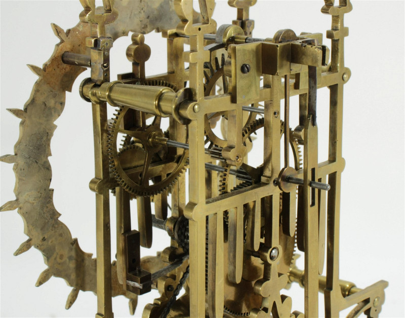 English Gothic Style Brass Skeleton Clock