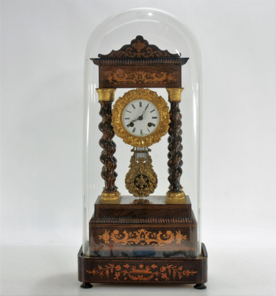 Late Charles X Inlaid Rosewood Portico Clock