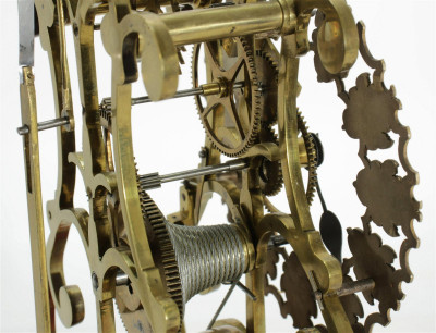 English Baroque Style Brass Skeleton Clock