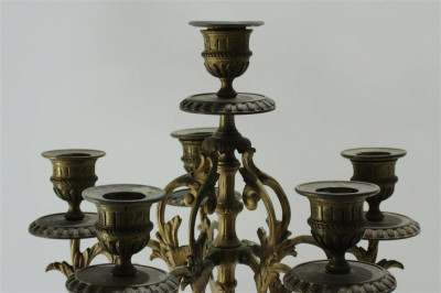 Japy Freres Gilt Brass & Marble Clock Garniture