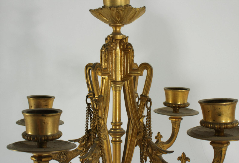 19th C. Brass & Marble Garniture Set