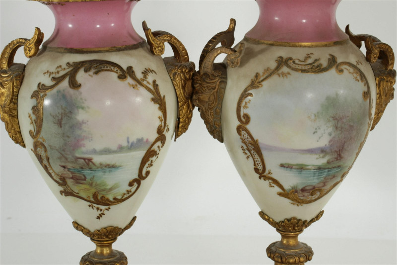 French Ormolu and Porcelain Garniture Set, 19th C