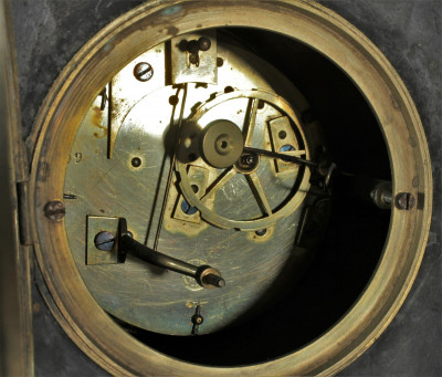 French Figural Mantel Clock, 19th C., Douillon