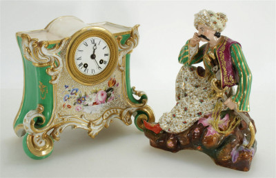 French Figural Porcelain Mantle Clock