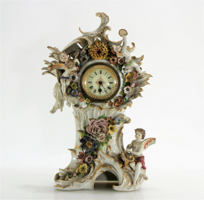 Image for Lot Lenzkirsch Figural Porcelain Clock