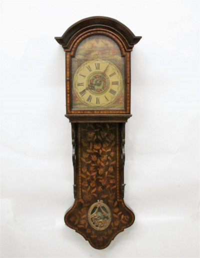 Dutch Rococo Style Marquetry Wall Clock, 19th C.
