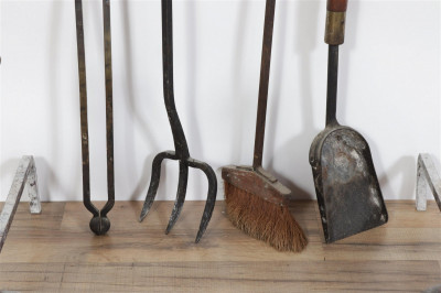 Arts And Crafts Style Andirons: Fireplace Tool Set