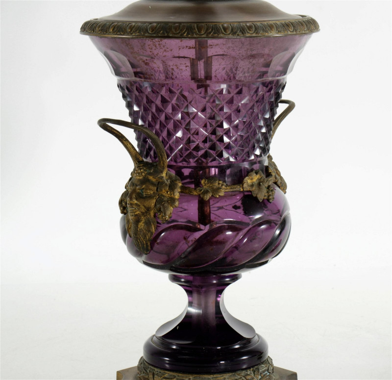 Amethyst Crystal Urn as Lamp, Possibly Baccarat