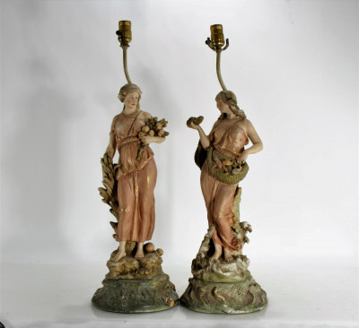 Two Bisque Figural Lamps