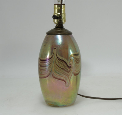 Stephen Fellerman Art Glass Pulled Feather Lamp