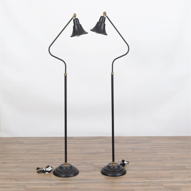 Pair Modern Adjustable Head Floor Lamps