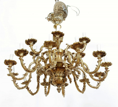 Louis XVI Style Brass 18-Light Chandelier