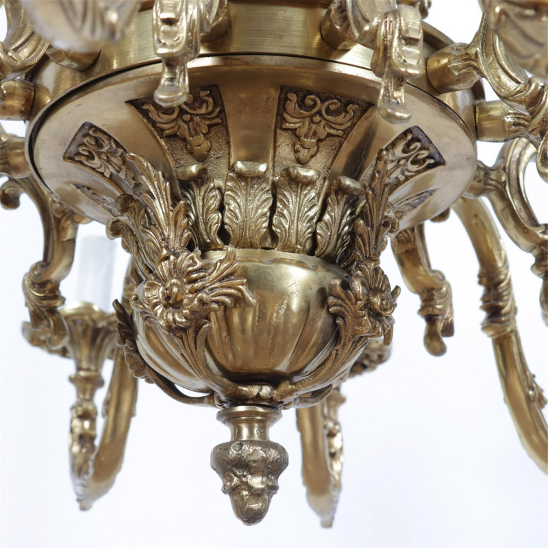 Louis XVI Style Brass 18-Light Chandelier
