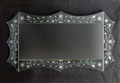 Image for Lot Mid Century Modern Etched Glass Mirror
