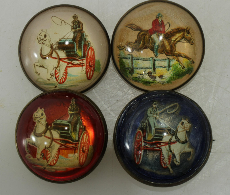 20 Glass & Brass Equestrian Ephemera Buttons