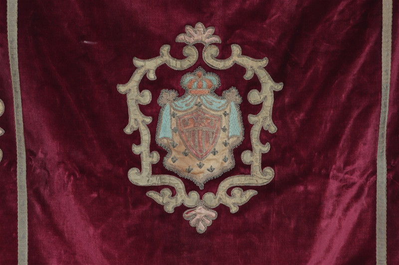 Italian Metal Embroidered Armorial Panel, 19 C.
