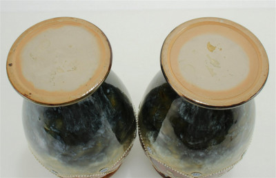 Pair of Royal Doulton Marbled Pottery Vases
