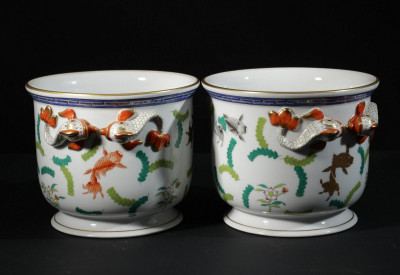 Pair of Herend Porcelain Cache Pot
