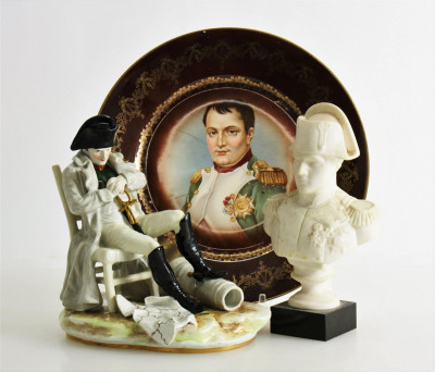 Image for Lot Napoleonic Porcelain Portrait Plate & Figures