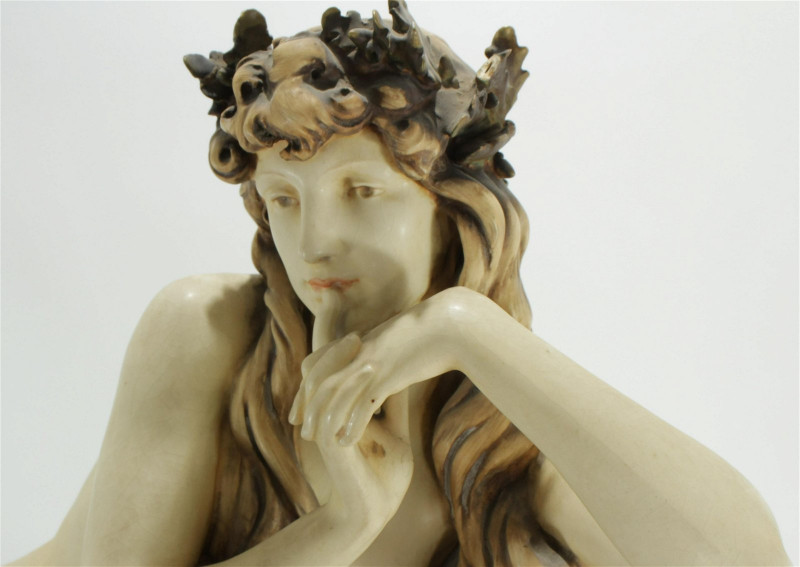 Art Nouveau Austrian Ceramic Woman, 19th C