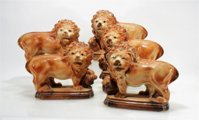 Image for Lot Staffordshire Style Ceramic Lions