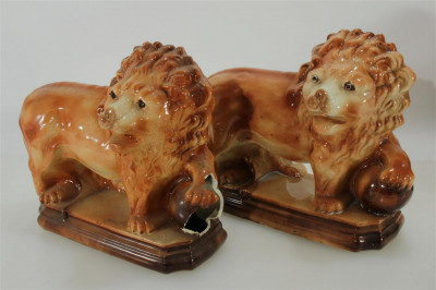Staffordshire Style Ceramic Lions