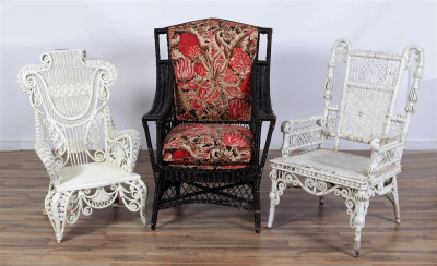 Image for Lot 3 Painted Wicker Armchairs