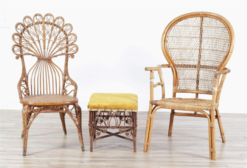 Wicker Peacock Armchair, Side Chair & Bench