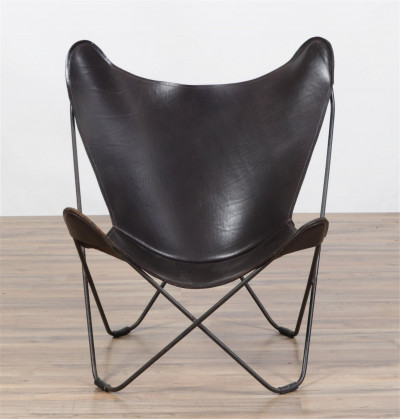 Butterfly Iron and Leather Sling Chair