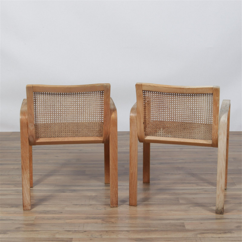 Four Olivo Pietro (Italy) Wood and Cane Armchairs