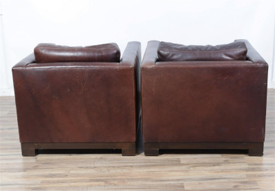 Pair Richter Chocolate Brown Leather Club Chairs