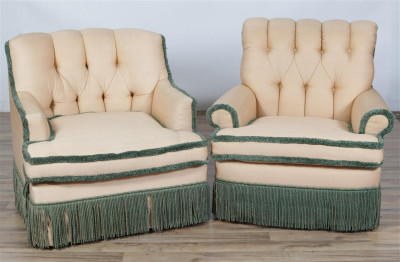 Image for Lot Two Victorian Style Upholstered Club Chairs