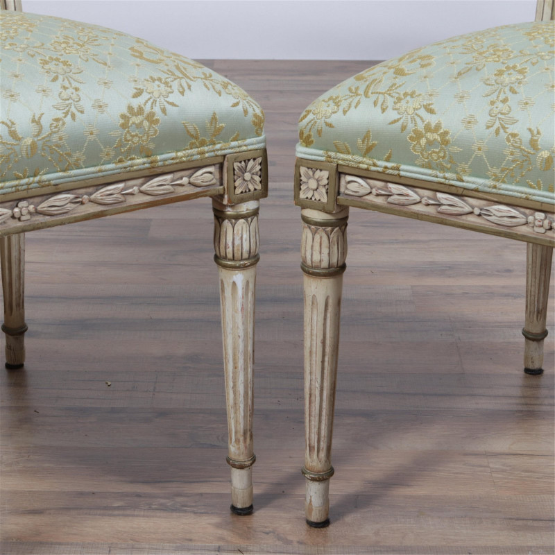 8 Louis XVI Style White Painted Dining Chairs