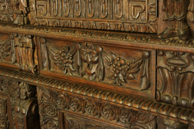 English Oak Jacobean Carved Cabinet c.1850