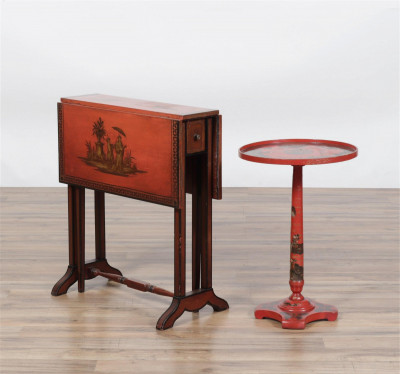 Scarlet Lacquer & Chinoiserie Tables