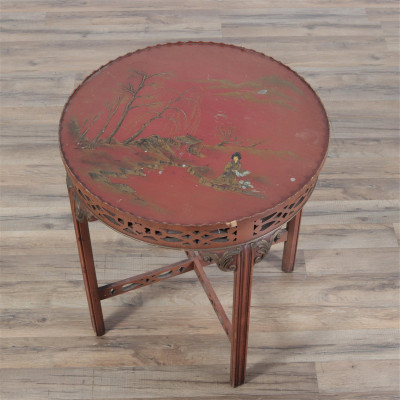 George III Style Chinoiserie Scarlet Lacquer Table