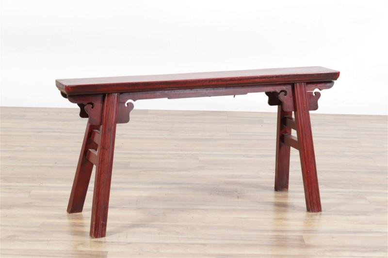 Chinese Red Stained Elm Bench