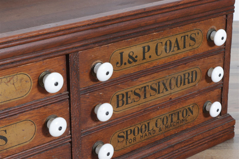 J&P Coats Oak Spool Chest