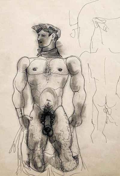 Image for Lot Jean Cocteau - Standing Nude and Portrait Sketches (double-sided)