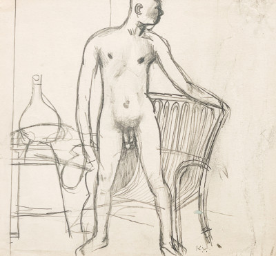 Image for Lot Keith Vaughan - Nude Standing by a Chair