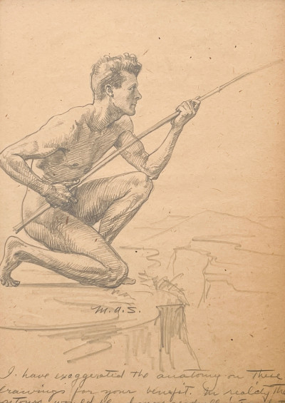 Image for Lot Artist Unknown - Study of Man with Spear