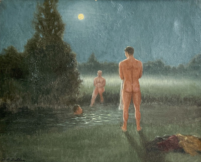 Image for Lot Artist Unknown - Untitled (Figures in Moonlight)