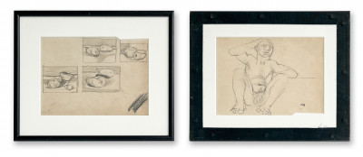 Image for Lot Keith Vaughan - Still Life Studies/Seated Nude (double-sided)