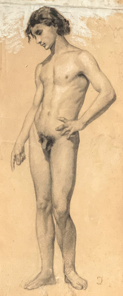Circle of Gustave Courbet - Study of Male Nude