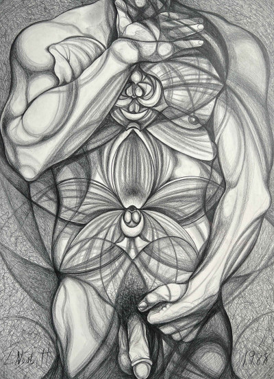 Image for Lot Lowell Nesbitt - Nude Man with Lily