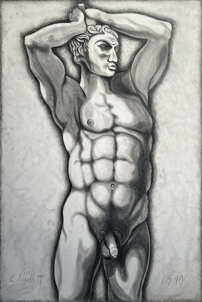 Image for Lot Lowell Nesbitt - Untitled (Nude Male with Hands Atop His Head)