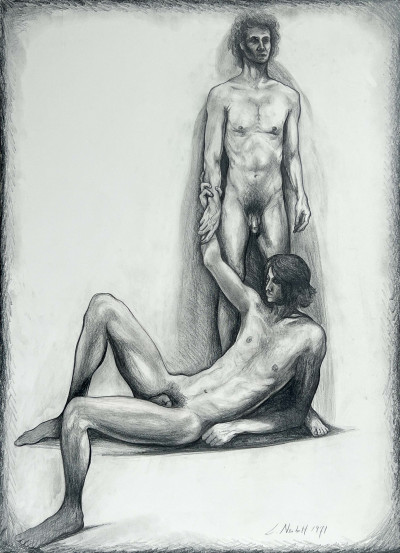 Lowell Nesbitt - Untitled (Two Nude Figures)
